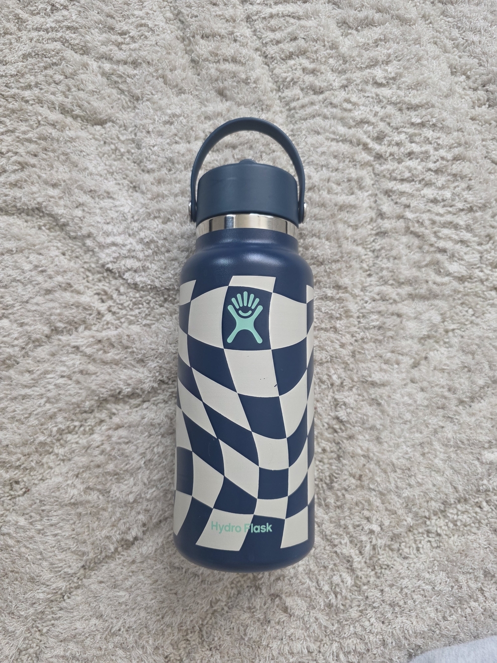 Hydro Flask Kids Water Bottle - Navy with White Check Pattern
